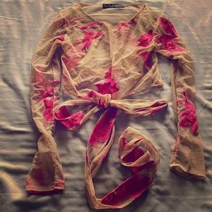 For love and lemons Orchid mesh tie crop S